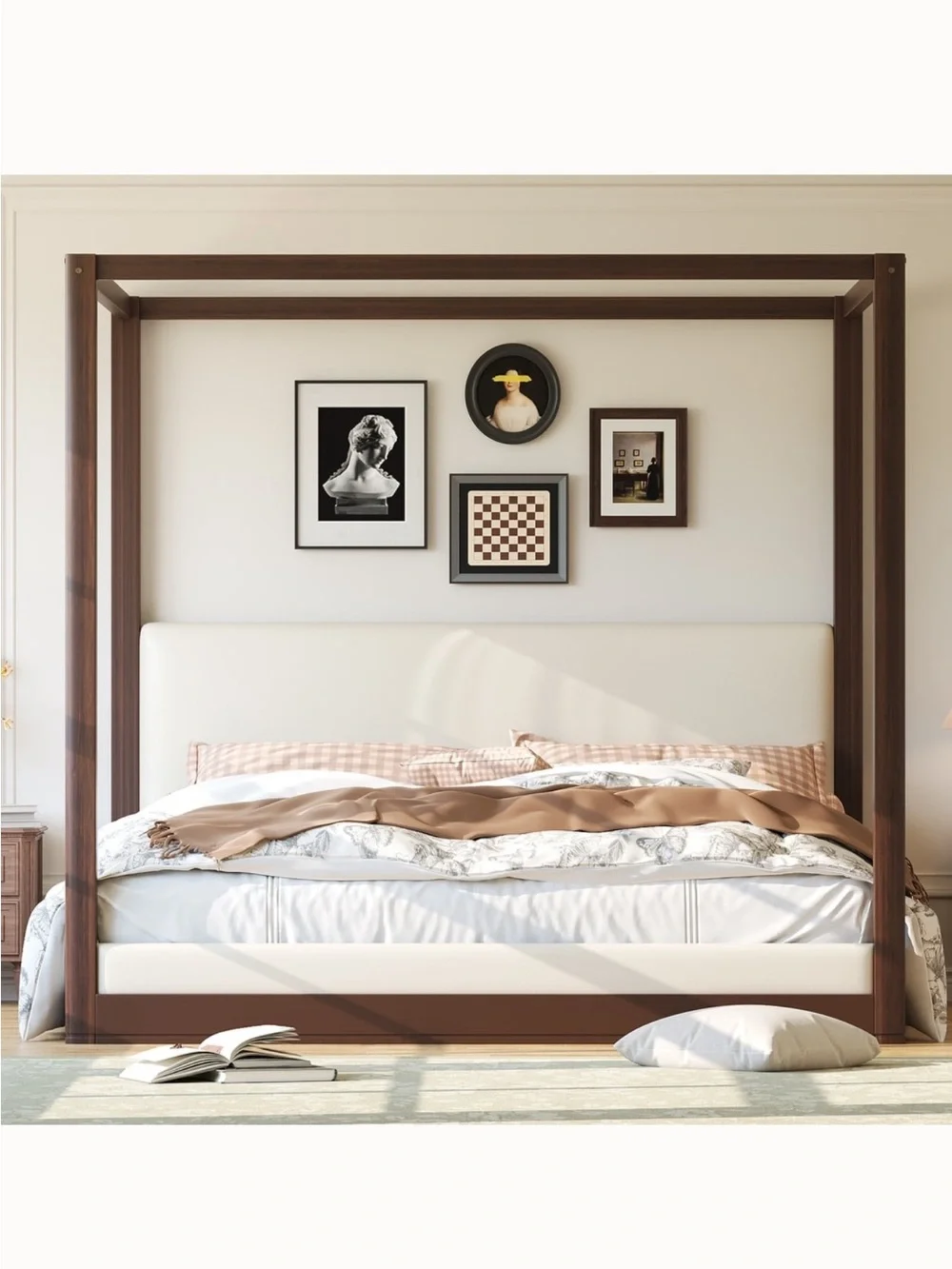 Cream and Brown Canopy Sheet Set by